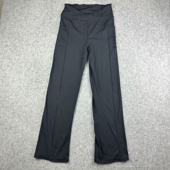 Free People Pants - Free People FP Movement Shanti Straight Leg Pants Womens M Black Crossover Waist